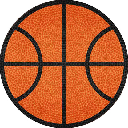 Vivolux | Einfache Kinderteppich in Orange Sport Basketball Muster Teppich Polyester Waschbar Teppich für Kinderzimmer