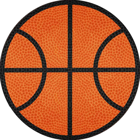 Vivolux | Einfache Kinderteppich in Orange Sport Basketball Muster Teppich Polyester Waschbar Teppich für Kinderzimmer