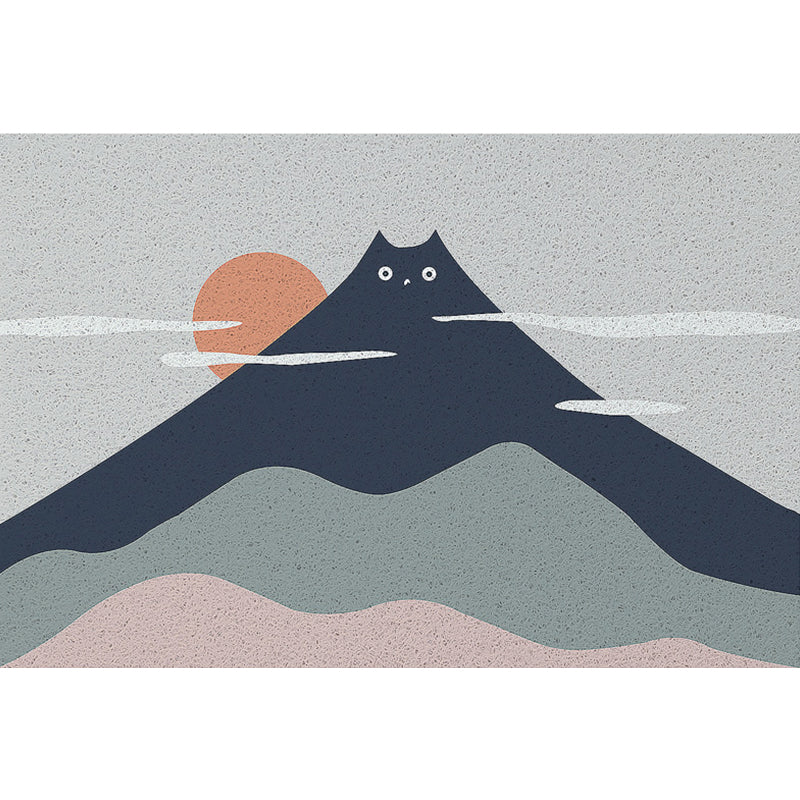 Vivolux | Groen en Grijs Kindertapijt Vinyl Kat Bergprint Tapijt Wasbaar Antislip Rug voor Kinderkamer