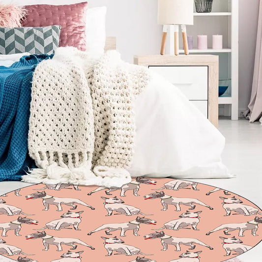 Vivolux | Oranje Kinderslaapkamer Tapijt Kinder Dier Hond Patroon Gebied Tapijt Polyester Vlekbestendig Wasbaar Tapijt