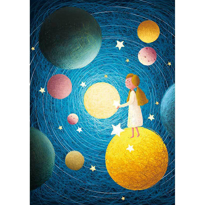 Vivolux | Schöner Kinderteppich in Blau mit Weltraumplaneten-Muster Teppich Polyester Rutschfester Waschbarer Teppich für das Kinderzimmer