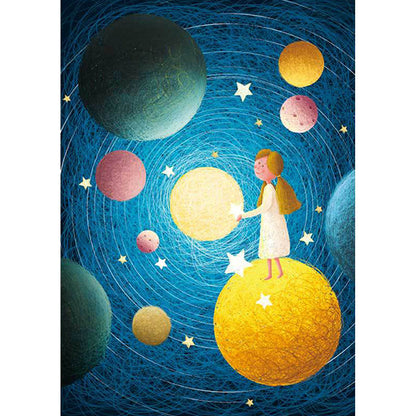 Vivolux | Schöner Kinderteppich in Blau mit Weltraumplaneten-Muster Teppich Polyester Rutschfester Waschbarer Teppich für das Kinderzimmer
