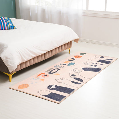 Vivolux | Abrikoos Kids Tapijt Polyester Kat Voeten Print Tapijt Wasbaar Antislip Achterkant Vloerkleed voor Kinderen Kamer