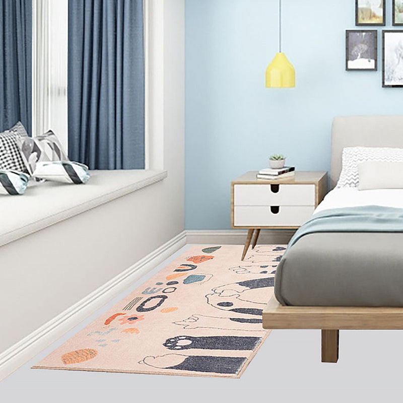 Vivolux | Abrikoos Kids Tapijt Polyester Kat Voeten Print Tapijt Wasbaar Antislip Achterkant Vloerkleed voor Kinderen Kamer