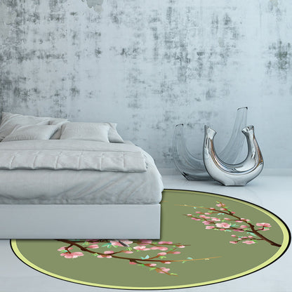 Vivolux | Vintage Bloemmotief Tapijt met Vogel Groene Polyester Tapijt Machine Wasbaar Antislip Liggend Tapijt voor Slaapkamer