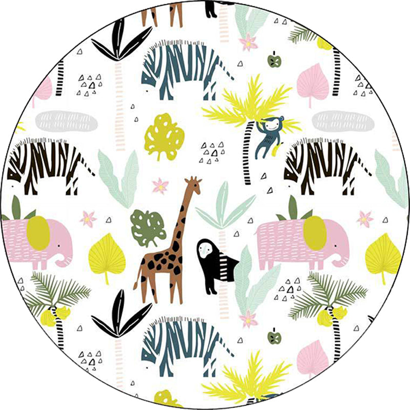 Vivolux | Witte Kinderkamer Tapijt Kinder Dier Giraffe Zebra Olifant Patroon Gebied Tapijt Polyester Antislip Ondergrond Tapijt