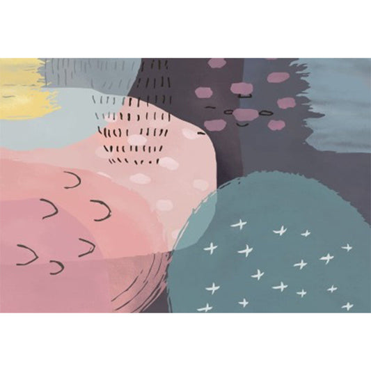 Vivolux | Neuheit Wohnzimmerteppich in Rosa und Blau Colorblock Druck Teppich Polyester Maschinenwaschbarer Bereichsteppich