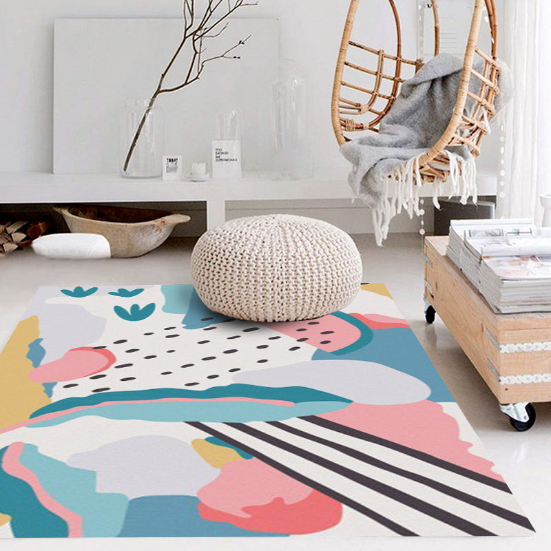 Vivolux | Neuheit Wohnzimmer Teppich Bunte Farbblock Wassermelonen Druck Teppich Polyester Rutschfeste Rückseite Waschbarer Teppich