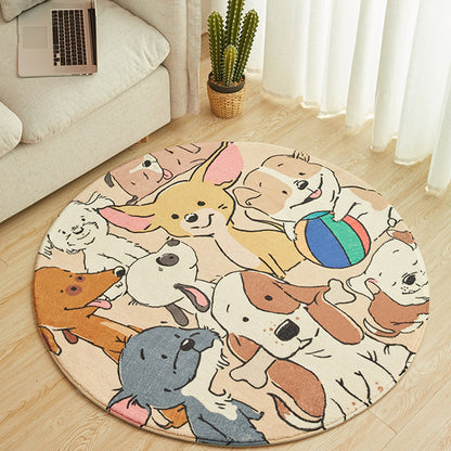 Vivolux | Stijlvolle Cartoon Hond Patronen Tapijt Geel Kindertapijt Polyester Wasbaar Antislip Vloerkleed voor Kinderkamer