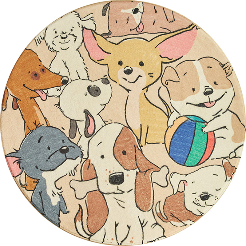 Vivolux | Stijlvolle Cartoon Hond Patronen Tapijt Geel Kindertapijt Polyester Wasbaar Antislip Vloerkleed voor Kinderkamer