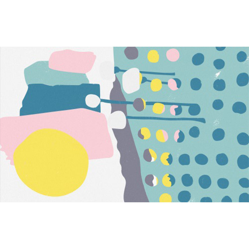 Vivolux | Blau und Weiß Schlafzimmer Teppich Neuheit Farbblock Punkte Muster Bereichsteppich Polyester Rutschfester Waschbarer Teppich