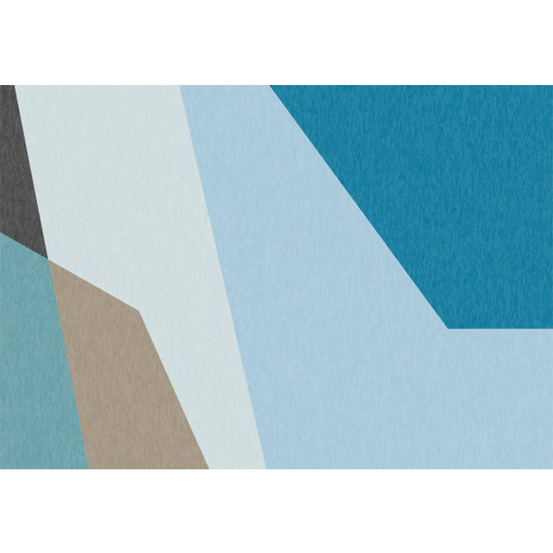 Vivolux | Einfache Neuheit Teppich in Blau Farbblockmuster Teppich Polyester Rutschfest Haustierfreundlicher Teppich für die Heimdekoration