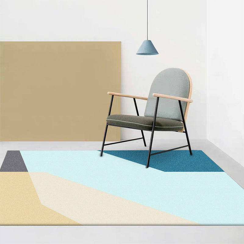 Vivolux | Einfache Neuheit Teppich in Blau Farbblockmuster Teppich Polyester Rutschfest Haustierfreundlicher Teppich für die Heimdekoration