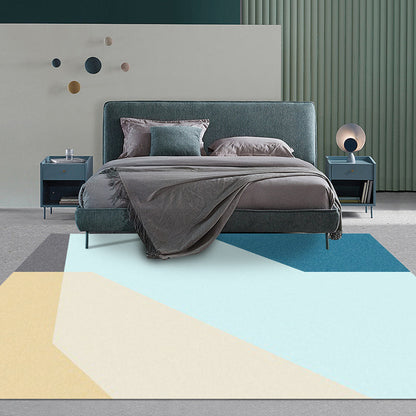 Vivolux | Einfache Neuheit Teppich in Blau Farbblockmuster Teppich Polyester Rutschfest Haustierfreundlicher Teppich für die Heimdekoration