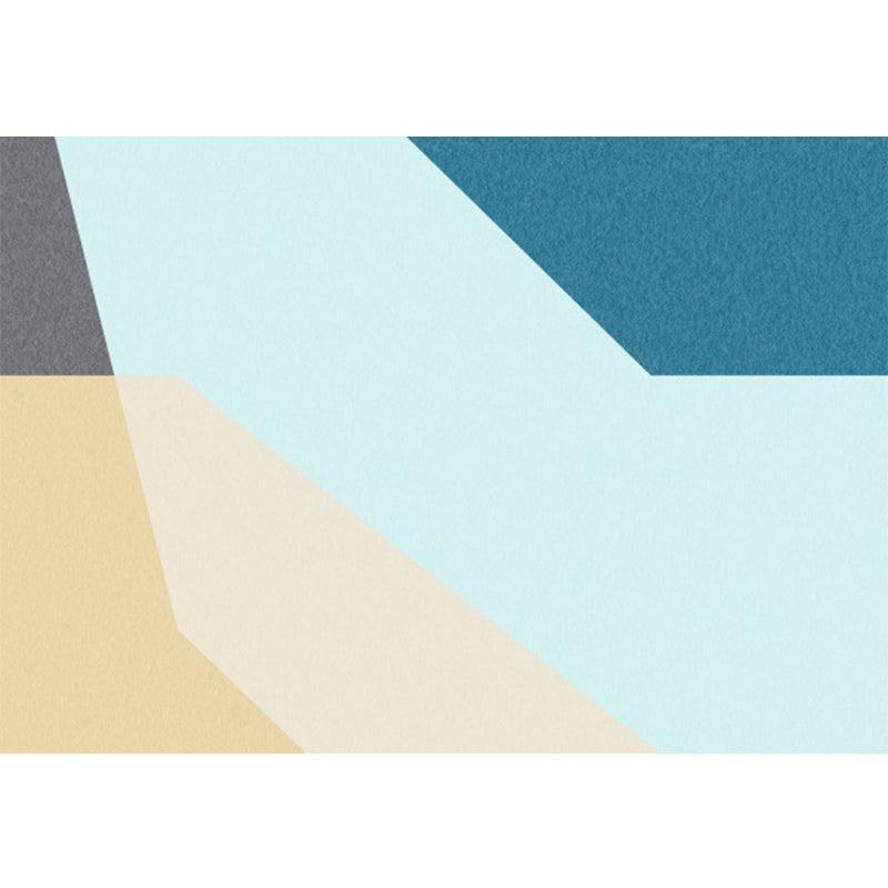 Vivolux | Einfache Neuheit Teppich in Blau Farbblockmuster Teppich Polyester Rutschfest Haustierfreundlicher Teppich für die Heimdekoration