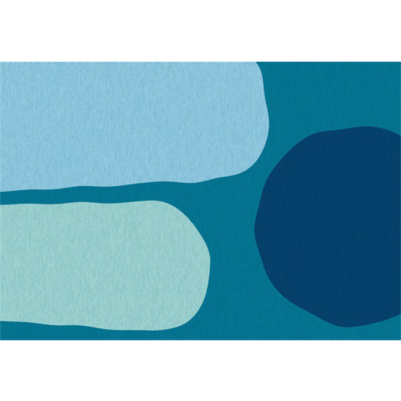 Vivolux | Blauer Schlafzimmerteppich Neuheit Farbblockmuster Teppich Polyester Maschinenwaschbarer Teppich