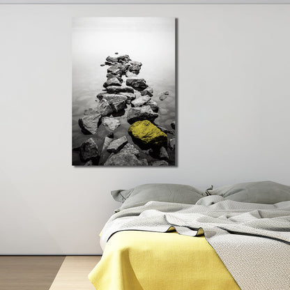 Vivolux | Retro River Rock Shore Canvas Wandkunst Graue Texturierte Oberfläche Wanddeko für Schlafzimmer