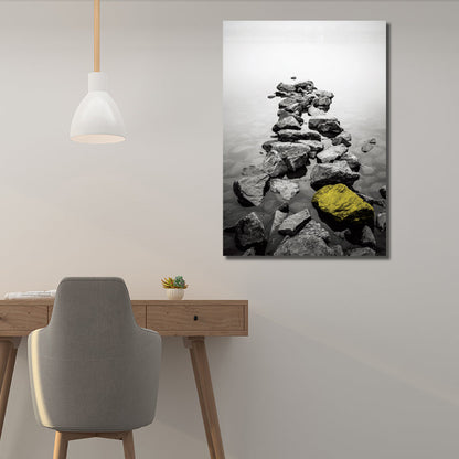 Vivolux | Retro River Rock Shore Canvas Wandkunst Graue Texturierte Oberfläche Wanddeko für Schlafzimmer