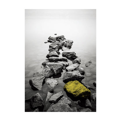 Vivolux | Retro River Rock Shore Canvas Wandkunst Graue Texturierte Oberfläche Wanddeko für Schlafzimmer