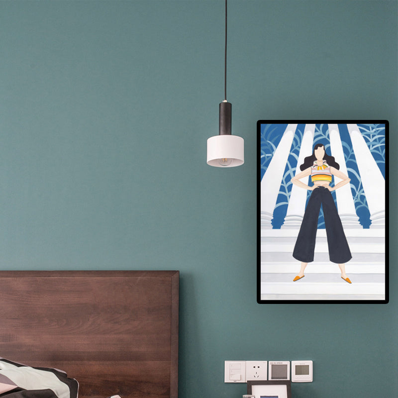 Vivolux | Grünes nordisches gewickeltes Leinwandbild für Frauen und malerischer Wandkunstdruck für das Schlafzimmer