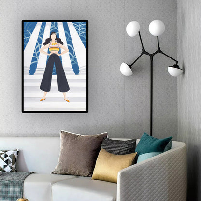 Vivolux | Grünes nordisches gewickeltes Leinwandbild für Frauen und malerischer Wandkunstdruck für das Schlafzimmer