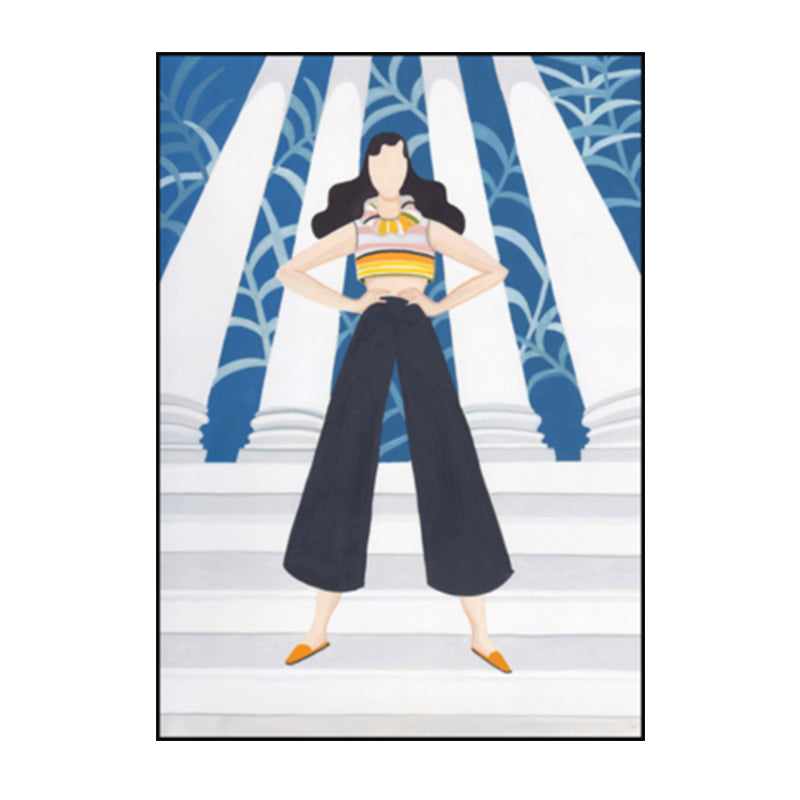 Vivolux | Grünes nordisches gewickeltes Leinwandbild für Frauen und malerischer Wandkunstdruck für das Schlafzimmer