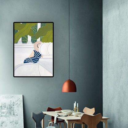 Vivolux | Grünes nordisches gewickeltes Leinwandbild für Frauen und malerischer Wandkunstdruck für das Schlafzimmer