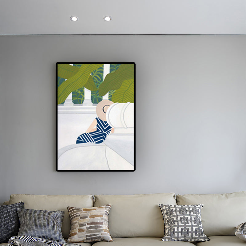 Vivolux | Grünes nordisches gewickeltes Leinwandbild für Frauen und malerischer Wandkunstdruck für das Schlafzimmer