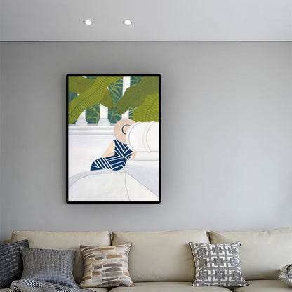 Vivolux | Grünes nordisches gewickeltes Leinwandbild für Frauen und malerischer Wandkunstdruck für das Schlafzimmer