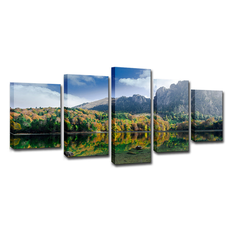 Vivolux | Österreich Natur Landschaft Wanddekoration Dunkelgrün Modernes Leinwand Wandkunst für Haus