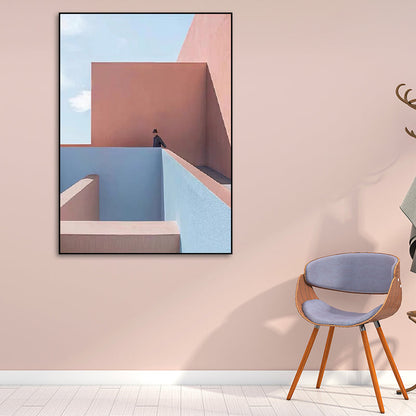 Vivolux | Pastel Kleur Architectuur Wandkunst Abstract Moderne Stijl Textuur Gewikkeld Canvas