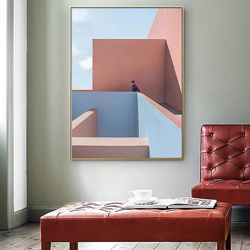 Vivolux | Pastel Kleur Architectuur Wandkunst Abstract Moderne Stijl Textuur Gewikkeld Canvas