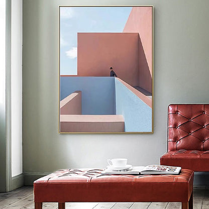 Vivolux | Pastel Kleur Architectuur Wandkunst Abstract Moderne Stijl Textuur Gewikkeld Canvas