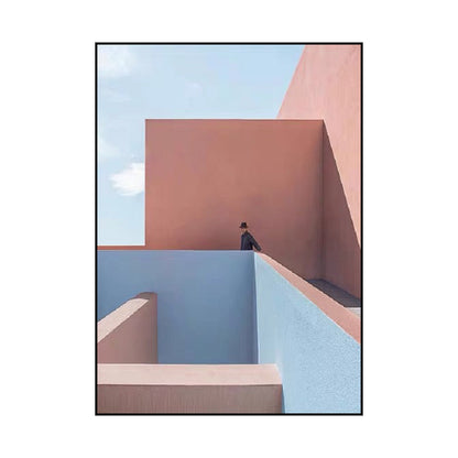 Vivolux | Pastel Kleur Architectuur Wandkunst Abstract Moderne Stijl Textuur Gewikkeld Canvas