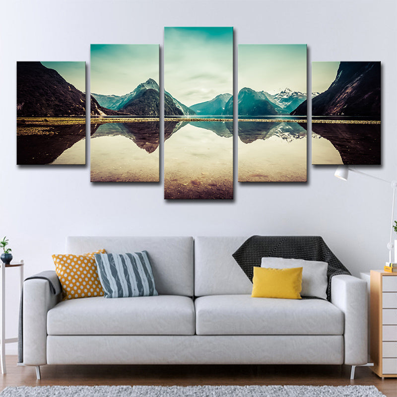 Vivolux | Blaue Milford Sound Landschaftsleinwand Mehrteiliges Wandkunst für Wohnzimmer