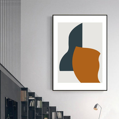 Vivolux | Einfacher Stil Geometrischer Kunstdruck Gelb und Blau Treppe Wanddekoration, Textur