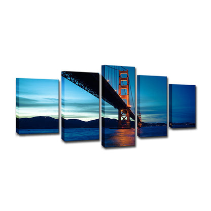 Vivolux | Blauwe Golden Gate Bridge Canvas Print Multi-Piece Wereld geïnspireerde Woonkamer Muurdecoratie