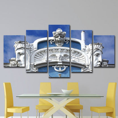 Vivolux | Weiße Skulptur Leinwand Wandkunst Architektur Modern Mehrteilige Wanddekoration für Zuhause