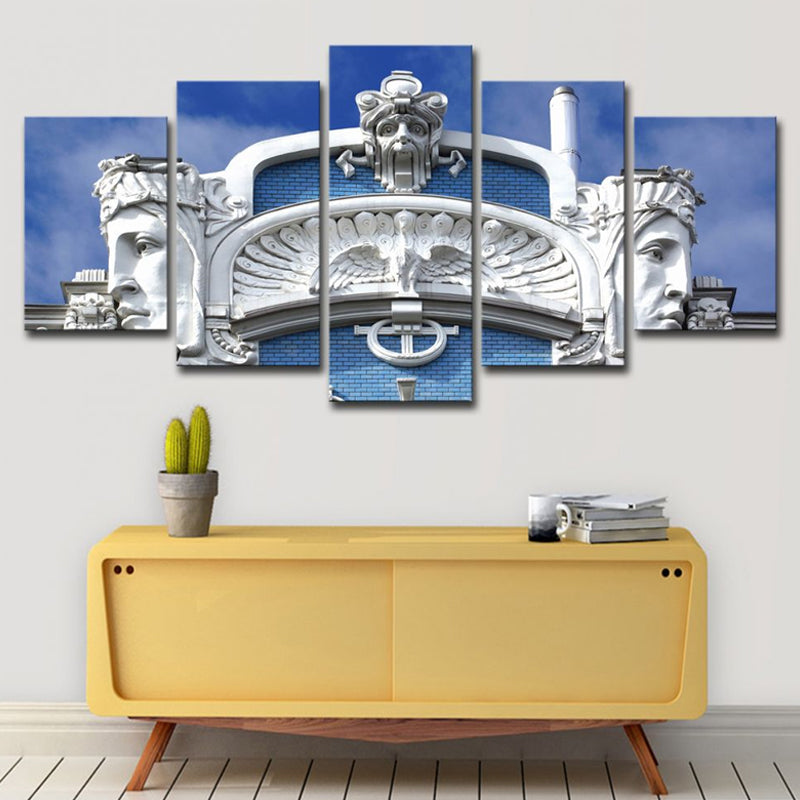 Vivolux | Weiße Skulptur Leinwand Wandkunst Architektur Modern Mehrteilige Wanddekoration für Zuhause
