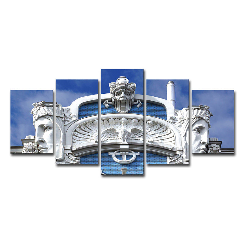 Vivolux | Weiße Skulptur Leinwand Wandkunst Architektur Modern Mehrteilige Wanddekoration für Zuhause