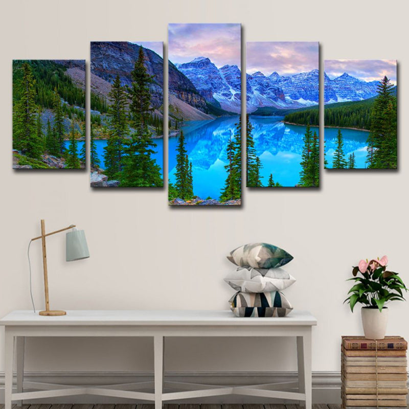 Vivolux | Banff Nationalpark Landschaft Leinwand Kunst Blau Global Inspiriert Wanddeko für Esszimmer