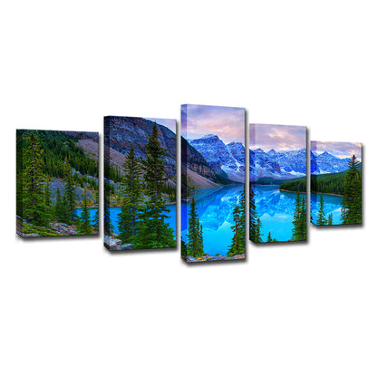 Vivolux | Banff Nationalpark Landschaft Leinwand Kunst Blau Global Inspiriert Wanddeko für Esszimmer