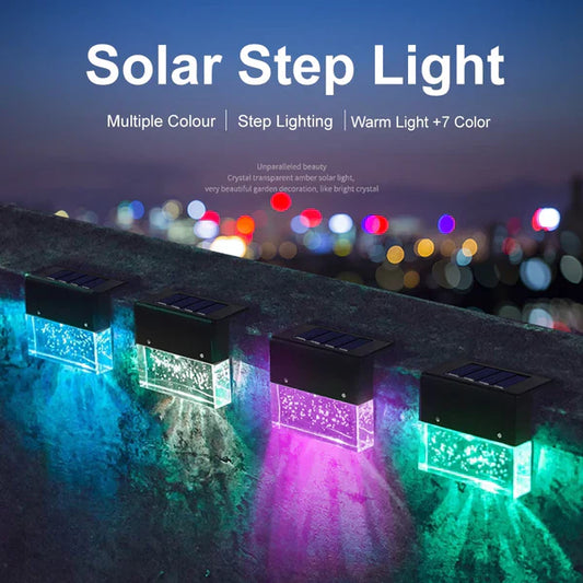 Vivolux | Solar Deck Lights 4er Set, Solar Stufenlichter Außen, Warmweiß/Farbwechselnde Solarzaunleuchte für Terrasse Garten Hof