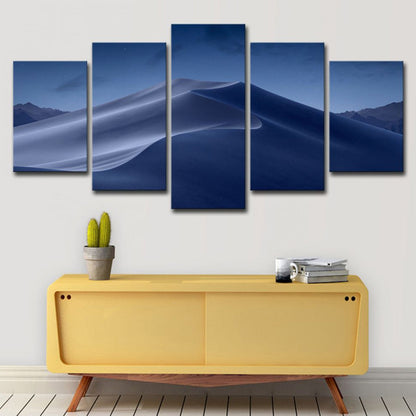 Vivolux | Blaue Wüsten Dünen Nacht Leinwanddruck Multi-Stück Wandkunst für Wohnzimmer