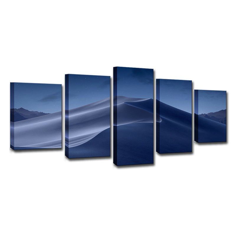 Vivolux | Blaue Wüsten Dünen Nacht Leinwanddruck Multi-Stück Wandkunst für Wohnzimmer