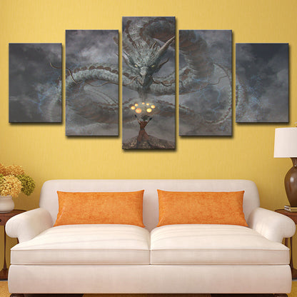 Vivolux | Evil Dragon Wanddecoratie voor Jongens slaapkamer Fantasy Canvas Print in Zwart, Meerdere Stukken