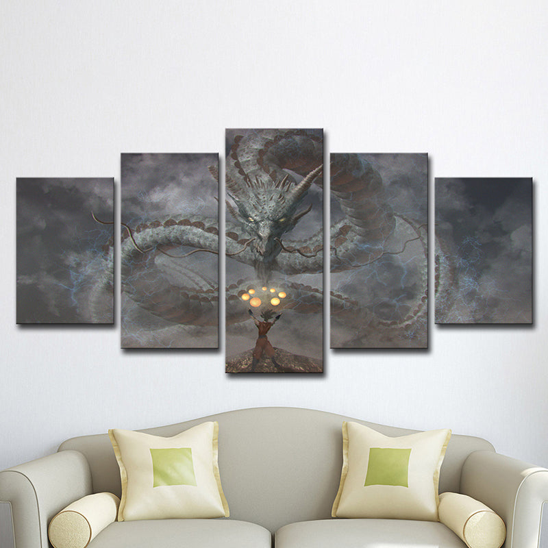 Vivolux | Evil Dragon Wanddecoratie voor Jongens slaapkamer Fantasy Canvas Print in Zwart, Meerdere Stukken