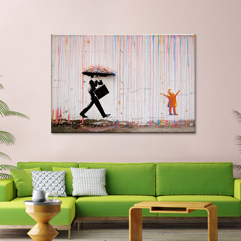 Vivolux | Regenboogregen Canvas Wandkunst Getextureerde Creatieve Moderne Zitkamer Wanddecoratie