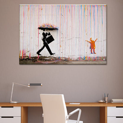Vivolux | Regenboogregen Canvas Wandkunst Getextureerde Creatieve Moderne Zitkamer Wanddecoratie
