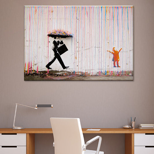 Vivolux | Regenboogregen Canvas Wandkunst Getextureerde Creatieve Moderne Zitkamer Wanddecoratie